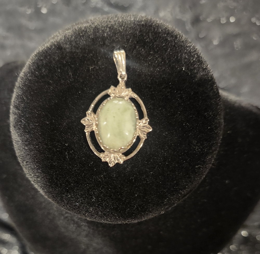 Silver and Sage Green Stone Pendant